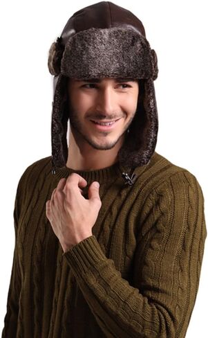 Lukitty Trapper Warm Russian Trooper Hat Winter Skiing Cap Women Men Windproof in Kuwait