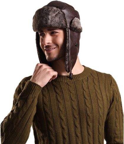 Lukitty Trapper Warm Russian Trooper Hat Winter Skiing Cap Women Men Windproof in Kuwait
