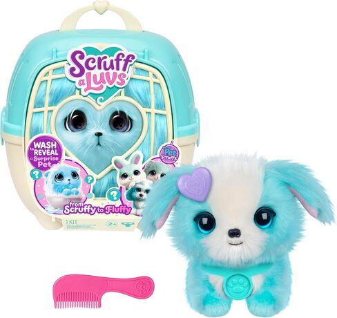 Scruffaluvs Pet Scruffs Pink - Mystery Plush Toy ، طوله 7.5 بوصة - غسل للكشف عن 1 من 3 حيوانات أليفة إنقاذ: جرو ، أرنب ، أو كيتي - يتضمن 8.7 "" Deluxe Pet Carrier - أنماط قد تختلف in Kuwait