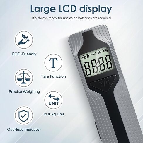 travel inspira Luggage Scale Battery-Free, Travel Essentials, Portable Handheld Digital Suitcase Weight Scale for for Travel Accessories, 110lbs/50kg (Black) in Kuwait