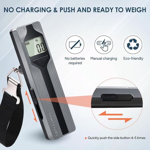 travel inspira Luggage Scale Battery-Free, Travel Essentials, Portable Handheld Digital Suitcase Weight Scale for for Travel Accessories, 110lbs/50kg (Black) in Kuwait