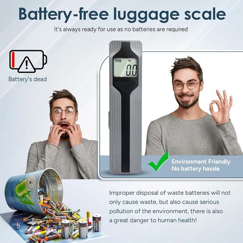 travel inspira Luggage Scale Battery-Free, Travel Essentials, Portable Handheld Digital Suitcase Weight Scale for for Travel Accessories, 110lbs/50kg (Black) in Kuwait
