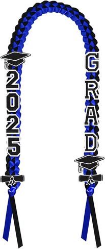 Graduation Leis 2025, Class of 2025 Grad Ribbon Leis with Pins, Grad Necklace Handmade Braided Necklace, Graduation Gifts for Women and Men (Black & Red) in Kuwait