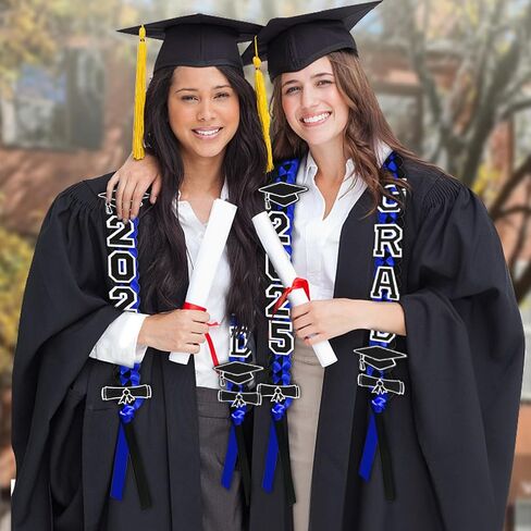 Graduation Leis 2025, Class of 2025 Grad Ribbon Leis with Pins, Grad Necklace Handmade Braided Necklace, Graduation Gifts for Women and Men (Black & Red) in Kuwait