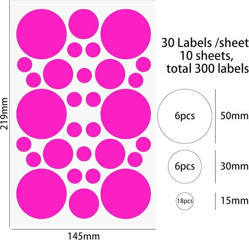HYBSK 300pcs Color Coding Circle Labels - 10 Sheets of Assorted Sizes and Colors Round Stickers for Warehouse Inventory Organizer (6 Colors) in Saudi Arabia