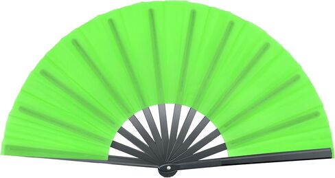 Quacc Large Folding Hand Held Fan Sturdy 13 Inches Nylon-Cloth Vintage Retro Fabric Big Rave Clack Fan for Line Dancing Chinese Kung Fu Festival Craft Dance Decoration Party Favors (Black) in Kuwait