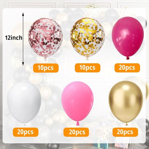 100 Pcs Red Gold Confetti Balloons Kit,12 Inch Metallic Black White Gold Party Balloons with Ribbons for Graduation Birthday Wedding Party Halloween Decorations (Red Gold) in Saudi Arabia