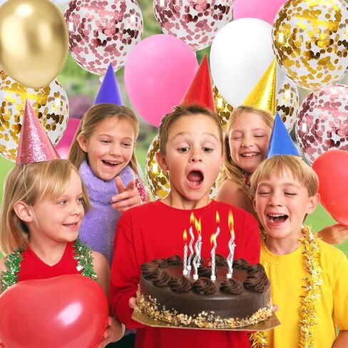 100 Pcs Red Gold Confetti Balloons Kit,12 Inch Metallic Black White Gold Party Balloons with Ribbons for Graduation Birthday Wedding Party Halloween Decorations (Red Gold) in Saudi Arabia
