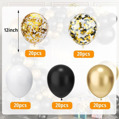 100 Pcs Red Gold Confetti Balloons Kit,12 Inch Metallic Black White Gold Party Balloons with Ribbons for Graduation Birthday Wedding Party Halloween Decorations (Red Gold) in Saudi Arabia