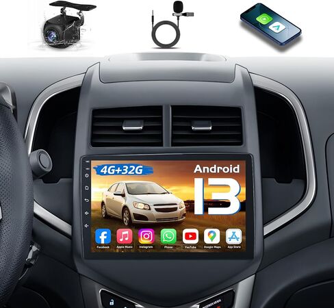 Car Radio for Chevy Aveo Sonic 2011 2012 2013 2014 2015, Upgrade‌ Car Stereo with 9" HD Touchscreen | Wireless CarPlay&Android Auto | 4 Core 2+64GB | WiFi/Bluetooth/GPS/FM/SWC/Backup Camera in Saudi Arabia