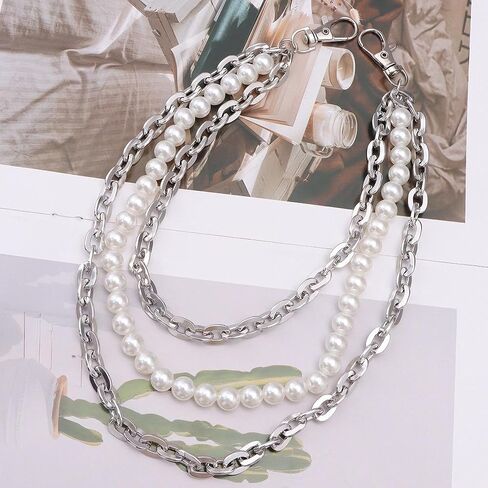 Layered Pants Chains for Men Women Punk Wallet Belt Trousers Jeans for Men Pocket for Pants Exquisite Rhinestone Flower Pearl Wallet Chain in Saudi Arabia