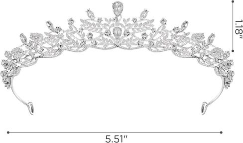 SWEETV Silver Tiara Crown for Women,Princess Tiaras for Girls,Crystal Retro Hair Accessories for Wedding Birthday Prom Pageant Quinceanera in Kuwait