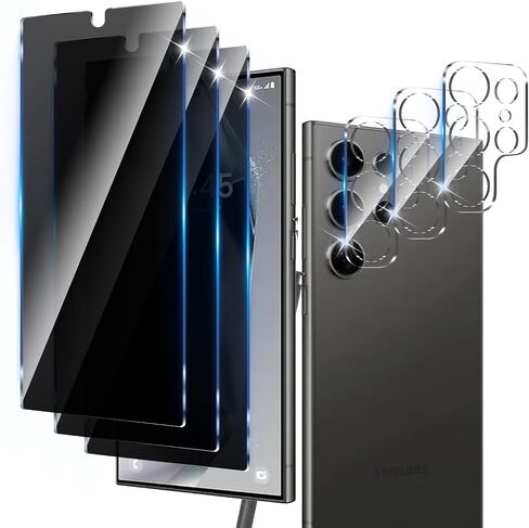 2 Pack Privacy Screen Protector Designed for Samsung Galaxy S24 Ultra,Full Coverage Anti-Spy Tempered Glass Film,9H Hardness,Anti-Fingerprint,Bubble Free,Easy to Install in Kuwait