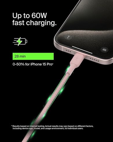 Belkin BoostCharge (2M/6.6ft) Braided USB-C to USB-C Cable for iPhone 16, iPhone 16 Pro, iPhone 16 Pro Max, Galaxy S25, S24, Galaxy Note, Pixel 9, iPad Pro, Nintendo Switch 2 & More - Blue in Saudi Arabia