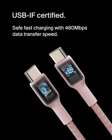 Belkin BoostCharge (2M/6.6ft) Braided USB-C to USB-C Cable for iPhone 16, iPhone 16 Pro, iPhone 16 Pro Max, Galaxy S25, S24, Galaxy Note, Pixel 9, iPad Pro, Nintendo Switch 2 & More - Blue in Saudi Arabia