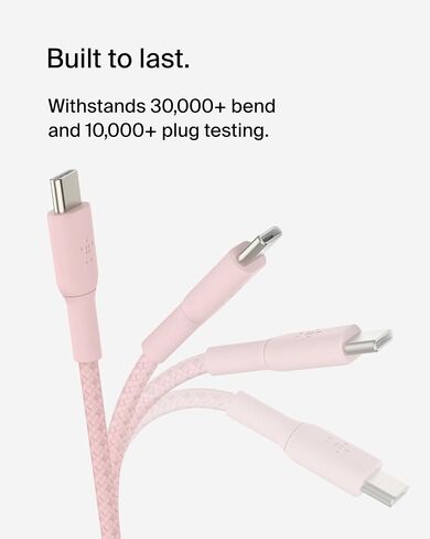 Belkin BoostCharge (2M/6.6ft) Braided USB-C to USB-C Cable for iPhone 16, iPhone 16 Pro, iPhone 16 Pro Max, Galaxy S25, S24, Galaxy Note, Pixel 9, iPad Pro, Nintendo Switch 2 & More - Blue in Saudi Arabia
