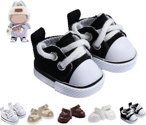 Ciunra Cute 6.7in(17cm) Doll Shoes for LUBUBU, 1 Pair of Premium Clog Shoes with Cute Decoratives, White Oil Painting Exterior Vibrant Purple Interior in Kuwait
