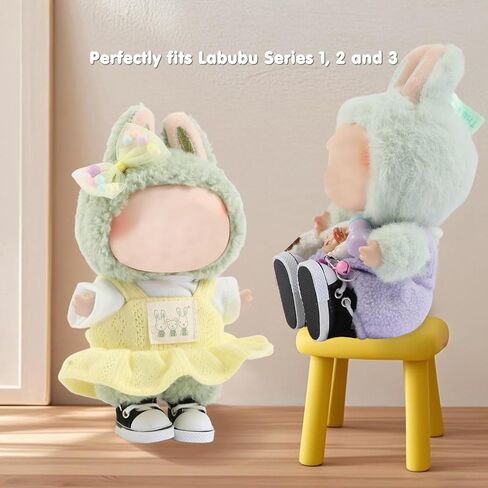 Ciunra Cute 6.7in(17cm) Doll Shoes for LUBUBU, 1 Pair of Premium Clog Shoes with Cute Decoratives, White Oil Painting Exterior Vibrant Purple Interior in Kuwait