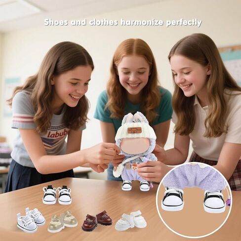 Ciunra Cute 6.7in(17cm) Doll Shoes for LUBUBU, 1 Pair of Premium Clog Shoes with Cute Decoratives, White Oil Painting Exterior Vibrant Purple Interior in Kuwait