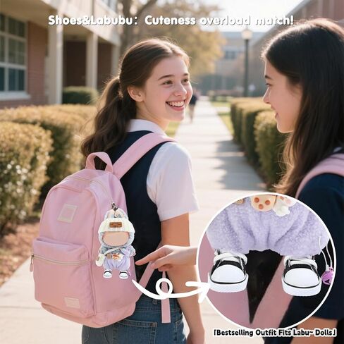 Ciunra Cute 6.7in(17cm) Doll Shoes for LUBUBU, 1 Pair of Premium Clog Shoes with Cute Decoratives, White Oil Painting Exterior Vibrant Purple Interior in Kuwait