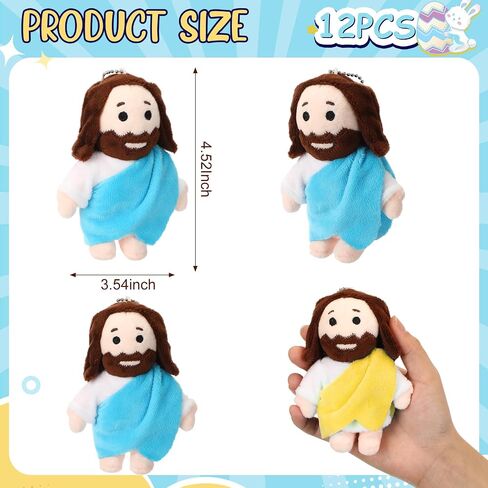HyDren 12 Pcs Mini Jesus Plush Toys Bulk Religious Jesus Plush Dolls Christian Nativity Stuffed Toy Christ Savior Gifts for Sunday School Baptism Party Favors(Colorful) in Saudi Arabia