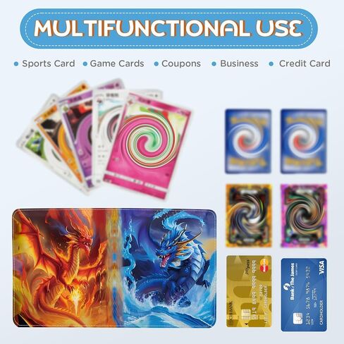 LZSIG Card Binder 4-Pockets, 448 Cards Holder with 56 Removable Sleeves, 3-Ring Zipper Sports Book Compatible with TCG, MTG and Game Cards, Trading Card Collector Album, Gifts for Boys and Girls in Saudi Arabia