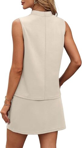 XIEERDUO Two Piece Skirt Sets for Women Summer Beach Vacation Outfits Mock Neck Tops Tennis Skirt Lounge Matching Sets in Saudi Arabia