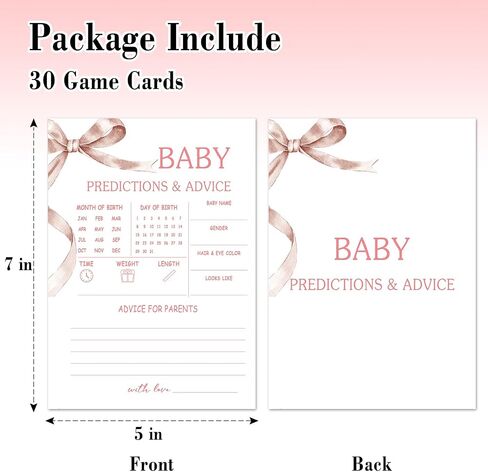 Baby Trivia Baby Shower Game Set, 30 Pink Bow Baby Shower Game Cards with Answer Card, Game Cards for Baby Announcement Gender Reveal, Baby Shower Party & Activities Supplies -P02 in Saudi Arabia