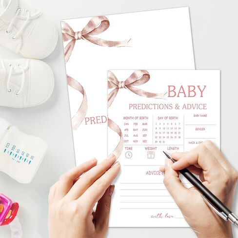 Baby Trivia Baby Shower Game Set, 30 Pink Bow Baby Shower Game Cards with Answer Card, Game Cards for Baby Announcement Gender Reveal, Baby Shower Party & Activities Supplies -P02 in Saudi Arabia