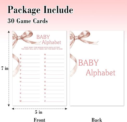 Baby Trivia Baby Shower Game Set, 30 Pink Bow Baby Shower Game Cards with Answer Card, Game Cards for Baby Announcement Gender Reveal, Baby Shower Party & Activities Supplies -P02 in Saudi Arabia