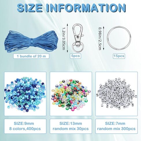 BEEFLYING 750 Pcs DIY Bead Keychain Kit Key Chain Making Crafts Letter Beads Strings Adjustable Alphabet Key Ring Jewelry Backpack Accessories Holiday Party Festival Favor Gift (Purple) in Saudi Arabia