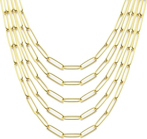 exway 5 pcs paperclip charm charm chain 18inch Stainch Stains Steel Sliver Stawlaces kit with clasps clasps for crafts diy women making make in Kuwait