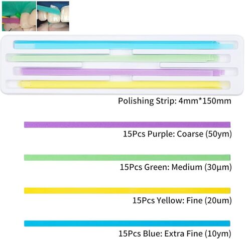 Dental Polishing Strips Tooth File Teeth Whitening Oral Care 4mm x 6m Tooth Sandpaper 2 Roll 2 Grint（Blue Fine+Pink Coarse） in Saudi Arabia