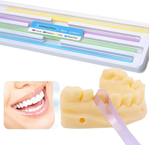 Dental Polishing Strips Tooth File Teeth Whitening Oral Care 4mm x 6m Tooth Sandpaper 2 Roll 2 Grint（Blue Fine+Pink Coarse） in Saudi Arabia