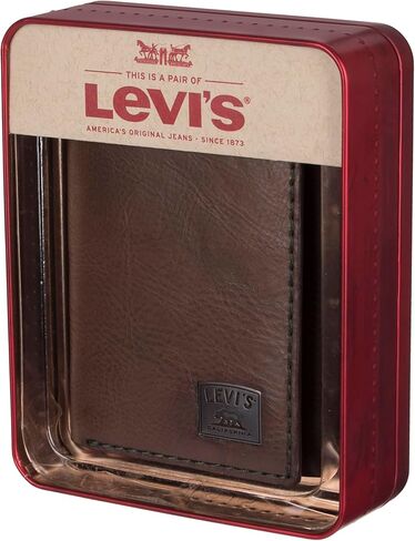 محفظة بثلاث طيات للرجال - بتصميم انيق ورفيع بها نافذة لبطاقة الهوية وحامل لبطاقة الائتمان، من ليفايس in Kuwait