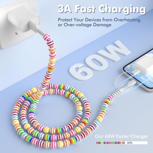 Coolden USB C Cable 2 in 1 Multi Charging Cable 3.3ft for iPhone Charger Cord Black Beaded for Men Women USB A to USB C to Phone Fast Charger Cable for iPhone 16 15 14 Pro Max,Galaxy S25 S24 S23 Ultra in Kuwait