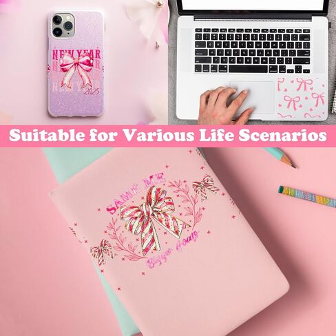 8 Sheets UV DTF Cup Wrap, Pink Bow Transfer Cup Stickers for 16 oz Glass Water Bottle, Glass Cup DTF Transfer Stickers for Girls DIY Craft Decorations in Saudi Arabia