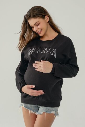 Maternity Sweatshirt Nursing Top Waffle Knit Breastfeeding Shirt with Zipper Pregnancy Mama Clothes Pullover in Saudi Arabia