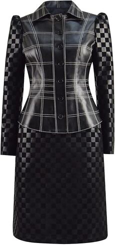 Womens Cruella Cosplay Costume Black Jacket Dress Full Set Halloween Uniform in Saudi Arabia