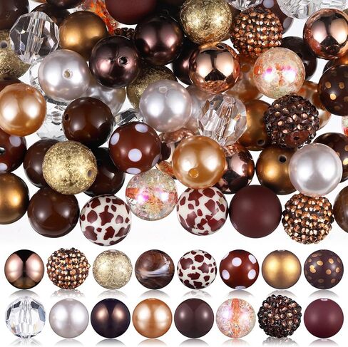 Sasylvia 100 Pcs 20 mm Bubblegum Rhinestone Beads for Pens Shine Disco Ball Plastic Chunky Loose Round Spacer Beads for Jewelry Making DIY Craft Pen Bracelet Supplies in Saudi Arabia