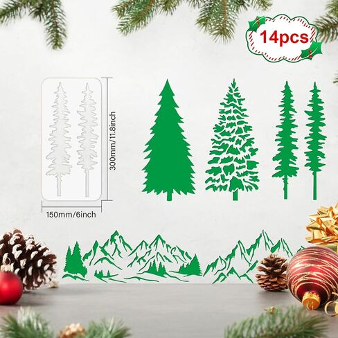 ORIGACH 7 Pcs Tree Leaf Vine Large Stencils for Painting on Wood, Birds on Branches Stencils for Crafts, Reusable Drawing Template for Wall Furniture Canvas in Saudi Arabia