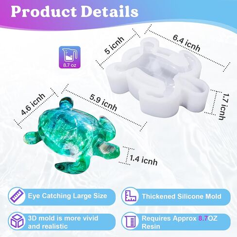 LET'S RESIN 3 pcs Sea Turtle Meditation Resin Molds, Flexiable & Easy Clean Epoxy Resin Molds, Cute Zen Yoga Statues Decor for Resin Casting, Soap, Candle, Flowers Preservation, Beach Decor in Saudi Arabia
