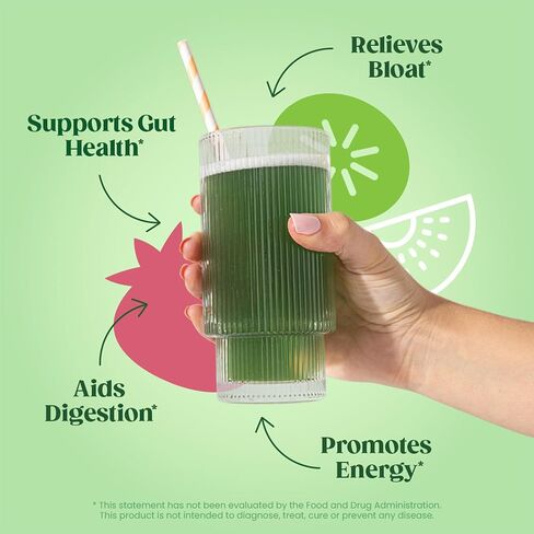 Bloom Nutrition Greens and Superfoods Powder Packets for Digestive Health, Greens Powder, Digestive Enzymes, Probiotics, Spirulina, Chlorella for Bloating & Gut Support, 15 Stick, Peach in Saudi Arabia