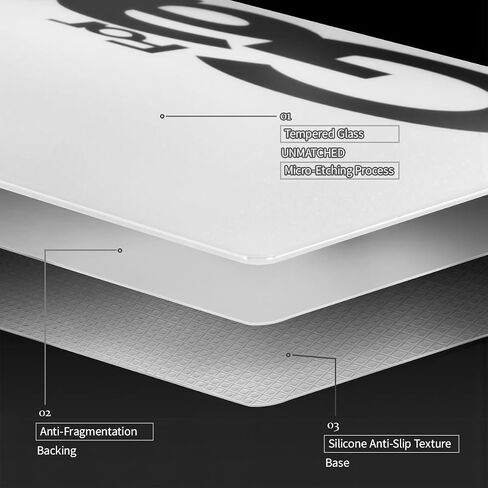 Tempered Glass Gaming Mouse Pad Ultra-Thin Desk Mat Anti-Scratch Wear-Resistant 450 * 400 * 1.8mm Large Competitive Mouse Pads Ultra-Smooth Micro-Etched Surface Anti-Slip Silicone Base (Black) in Saudi Arabia
