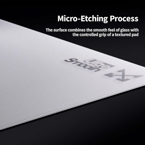Tempered Glass Gaming Mouse Pad Ultra-Thin Desk Mat Anti-Scratch Wear-Resistant 450 * 400 * 1.8mm Large Competitive Mouse Pads Ultra-Smooth Micro-Etched Surface Anti-Slip Silicone Base (Black) in Saudi Arabia