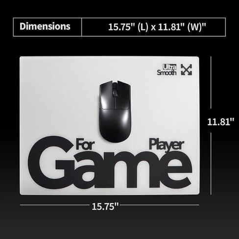 Tempered Glass Gaming Mouse Pad Ultra-Thin Desk Mat Anti-Scratch Wear-Resistant 450 * 400 * 1.8mm Large Competitive Mouse Pads Ultra-Smooth Micro-Etched Surface Anti-Slip Silicone Base (Black) in Saudi Arabia