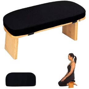 Meditation Bench with Cushion Foldable Ergonomic Bamboo Kneeling Stool Seiza Bench Wooden Meditation Stool Chair Zen Lotus Yoga Stool Floor Sitting Prayer Bench Removable Pillow-Red in Saudi Arabia