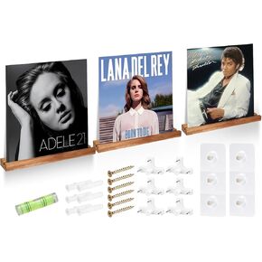 Acacia Wood Vinyl Record Shelf Wall Mount Vinyl Record Holder Wall 13in Wooden Album Holder 3pac in Saudi Arabia