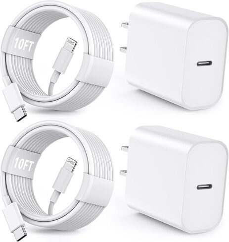 iPhone 16 15 Fast Charger,[MFi Certified] 2Pack 30W USB C Wall Charger Block with 10FT Long USB C to USB C Charging Data Sync Cable for iPhone 16 Pro Max/16 Pro/16 Plus/16/15 ProMax/15Pro/15Plus/15 in Kuwait