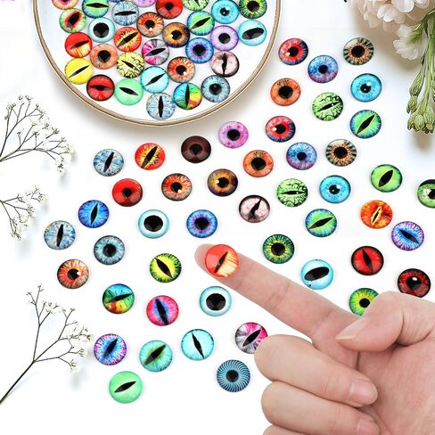 100pcs 12 مم عيون التنين الزجاجي ألوان متنوعة كوبوشون قبة نصف جولة قطة الطائر تنين التنين الزجاجية وهمية العيون للحيوانات الكروشيه البوليمرات الطين منحوتات المجوهرات دمية صنع الدعائم هدية in Kuwait